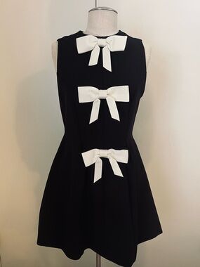 Black Mod Dress with White Bow Trim